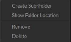 A screenshot from Motive of the Session Folder context menu.