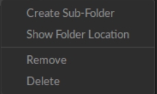 A screenshot from Motive of the Session Folder context menu.