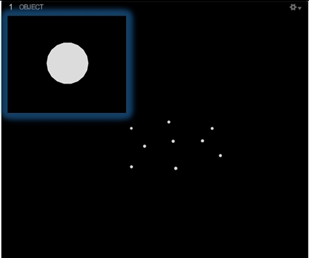 An image taken from an OptiTrack camera in Object mode, with an inset close-up of a single marker.