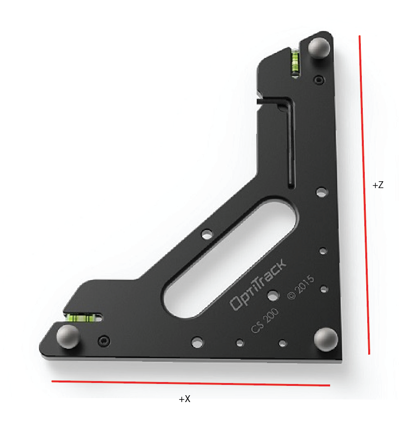 An OptiTrack ground plane, with the X and Z axis noted.