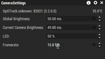 A screenshot of the Captury Live Camera Settings panel.