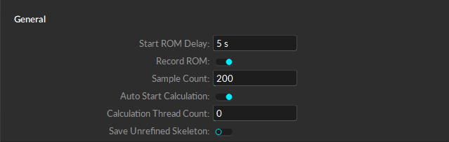 A screenshot of the Motive Settings panel, Standard and Advanced General Settings on the Assets Tab Refinement tab.