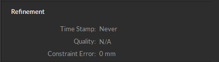 A screenshot from Motive the Skeleton properties pane, Refinement Section, showing that the skeleton has not had a Range of Motion calibration applied.