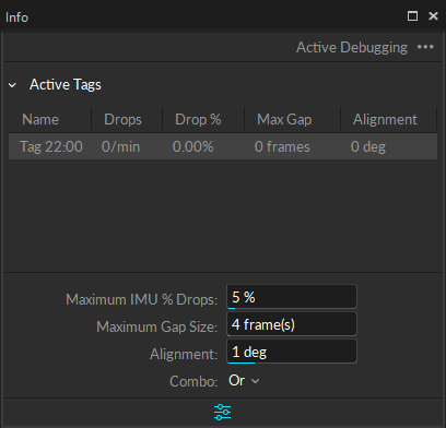 A screenshot of the Active Debugging Tool on the Motive Info Pane, with no errors present.