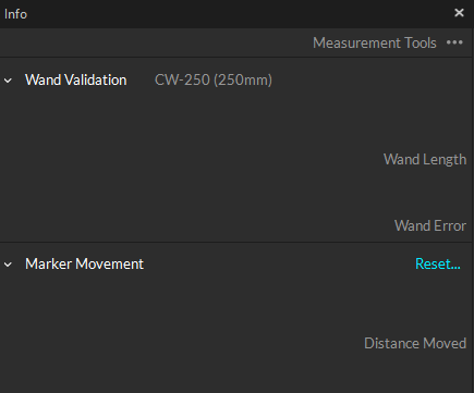 A screenshot of the Info Pane in Motive with the Measurement Tools displayed.