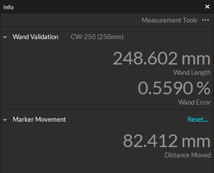 A screenshot of the Measurement Tools on the Motive Info Pane.