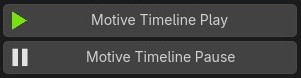 A screenshot of the Motive Timeline Play and Motive Timeline Pause buttons from the OptiTrack plugin in Godot.